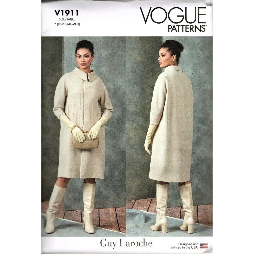 Vogue V1911 Misses XS to M Guy Laroche Loose-Fitting Coat Uncut Sewing Pattern